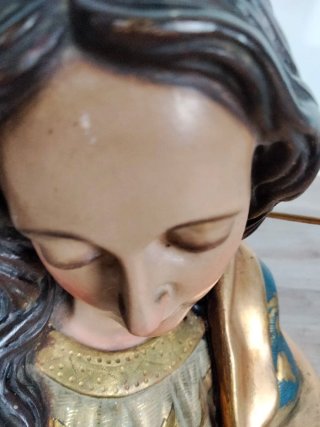 Talla Virgen Yeso Halo Dorado