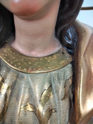 Talla Virgen Yeso Halo Dorado