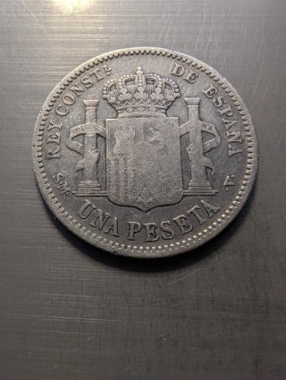 Alfonso XIII 1 Peseta 1905 escasa Plata