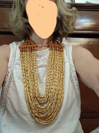 Collana etnica multifilo legno e perline
