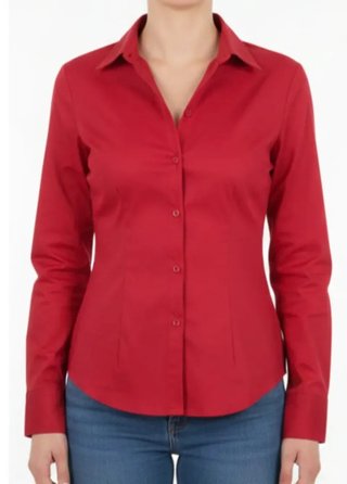 Camiseta roja de manga larga con botones