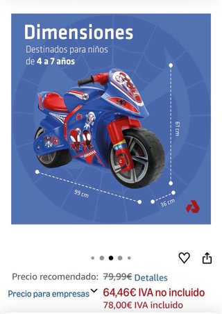 Moto Infantil Spiderman Azul y Roja