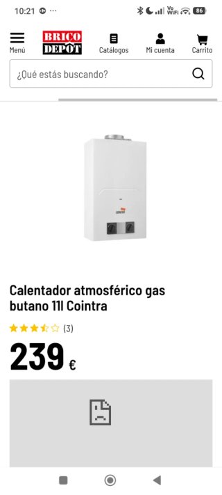 Calentador Cointra a butano