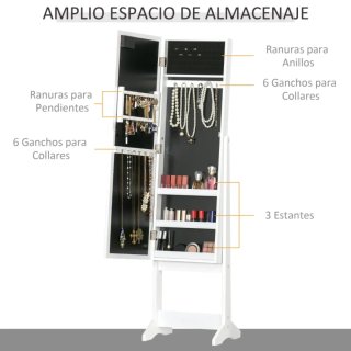 Espejo Joyero Blanco con Luces LED