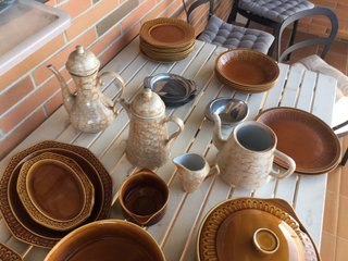 Vajilla Colección Cerámica Marrón y Beige