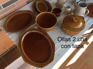 Vajilla Colección Cerámica Marrón y Beige