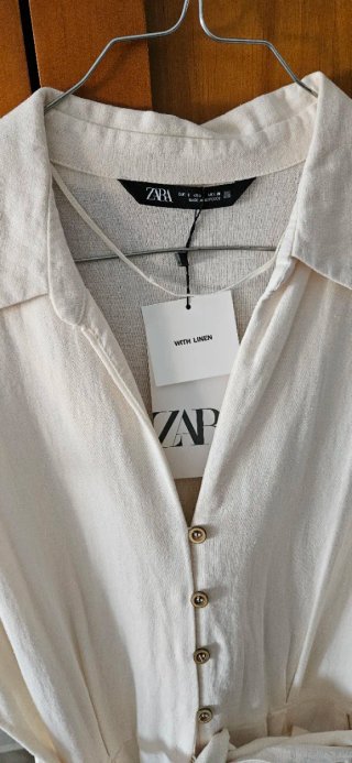 Vestido lino Zara beige nuevo