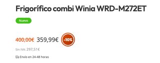 Nevera Combi Winia WRD-M272ET 180€