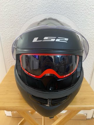 Casco Moto LS2 Negro y Rojo talla S 55-56