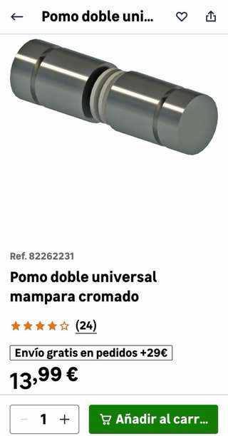 Pomo doble Universal para mamparas  de ducha
