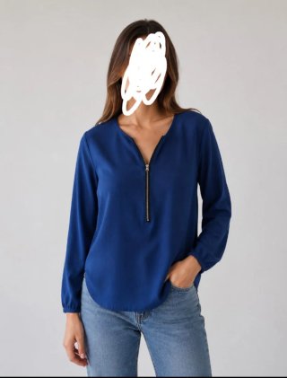 Camisa/blusa azul con cremallera