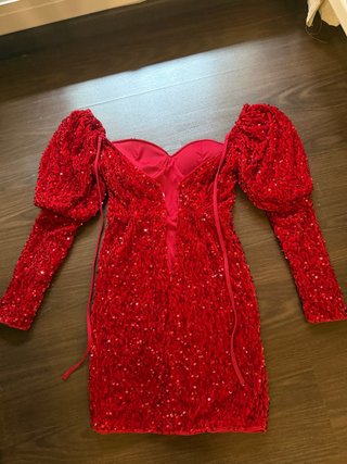 Vestido lentejuelas rojo elegante