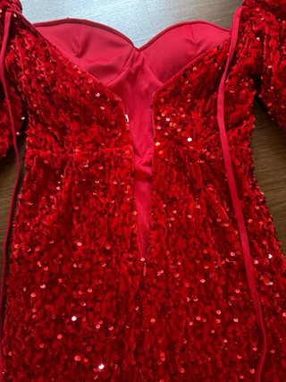 Vestido lentejuelas rojo elegante