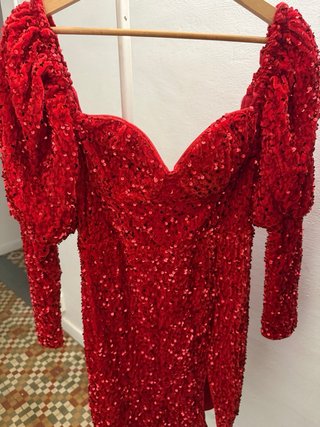 Vestido lentejuelas rojo elegante
