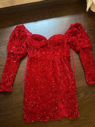 Vestido lentejuelas rojo elegante