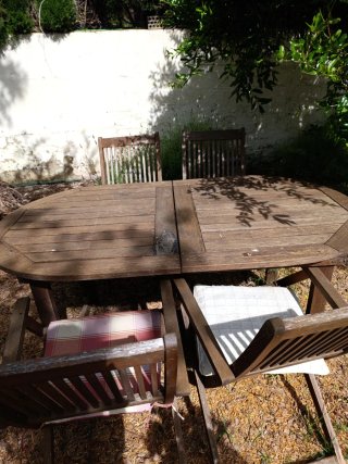 Mesa extensible teca + 4 sillas