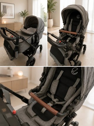 Carro Jane 2 piezas gris con bolso