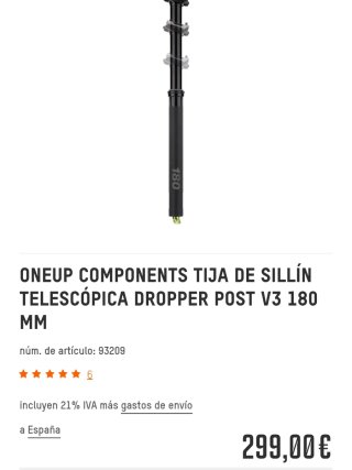 Tija telescópica OneUp 180mm x 31.6
