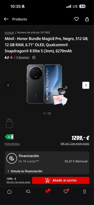 Honor Magic 8 Pro Negro + Fundas
