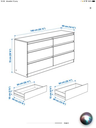 Dos Cómodas blanca de madera KULLEN ikea Otro