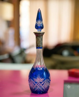 Licorera Vintage Cristal Bohemia Azul