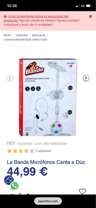 Micrófono doble infantil de pie con luces juguetto