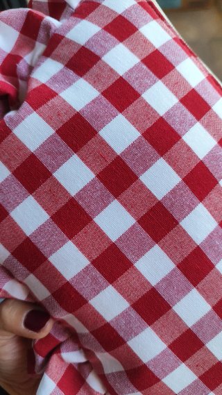 Bolso de mano cuadros vichy rojo y blanco