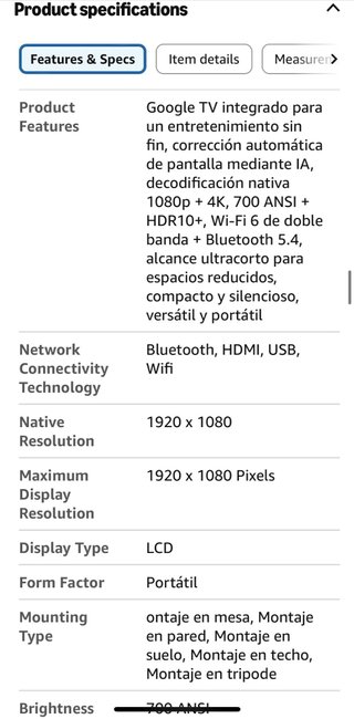 Proyector Google TV 1080P HDR10+ Negro •PRECINTADO