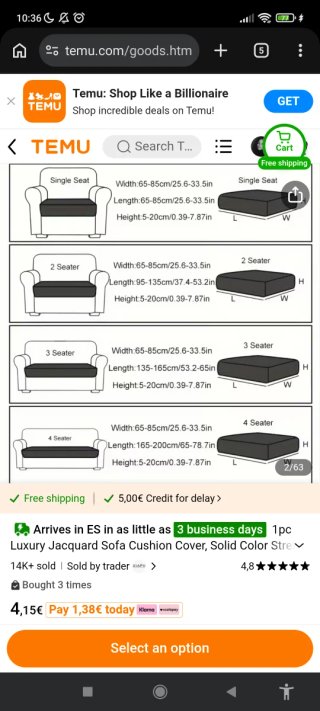 6 Fundas para Sofá Cama Chaiselongue Beige.
