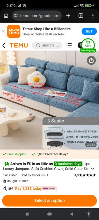 6 Fundas para Sofá Cama Chaiselongue Beige.