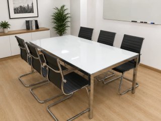 Mesa Comedor Cristal y Metal 185x85