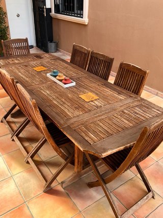 Mesa Teka y 8 Sillas Exterior