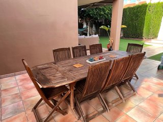 Mesa Teka y 8 Sillas Exterior