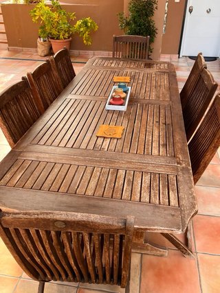 Mesa Teka y 8 Sillas Exterior