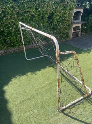 Portería de fútbol metálica con red