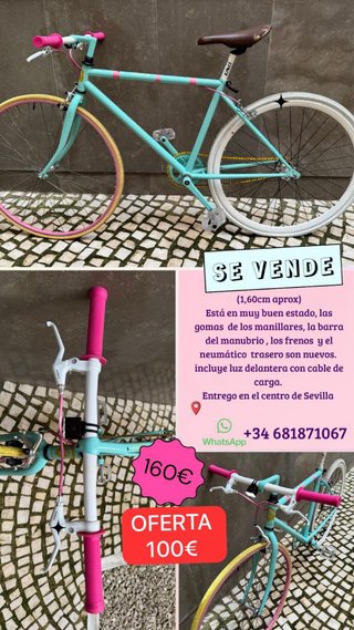 Bicicleta Celeste con Detalles Rosas