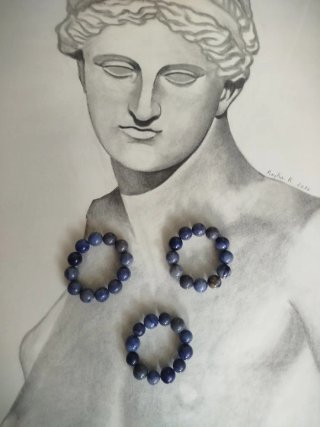 Set de tres pulseras Piedra Natural Azul y Gris
