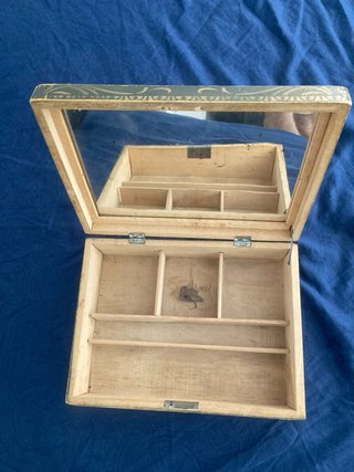 Caja joyero madera años 50 rosa