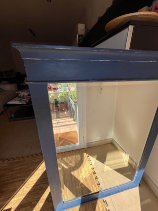 Espejo vintage azul madera y cristal