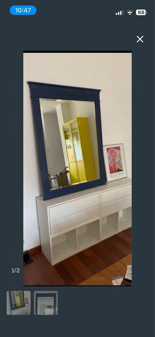 Espejo vintage azul madera y cristal