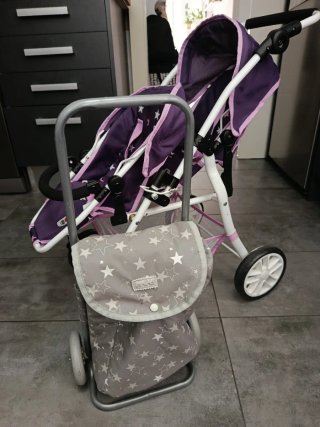 Cochecito Doble para Muñecas + Carrito de compra