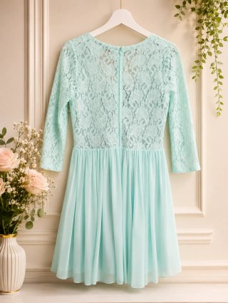 Vestido elegante encaje manga larga