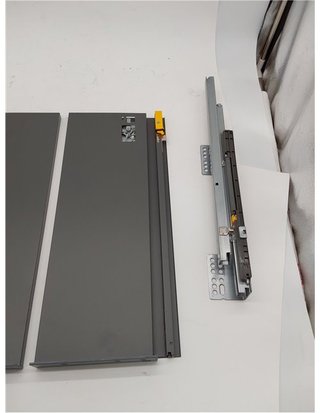EMUCA - Kit de cajón para Cocina o baño con guias de extracción Total y Cierre Suave - Altura 185mm y Profundidad 450mm - Gris ant