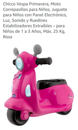 Moto Vespa Chicco Rosa Correpasillos