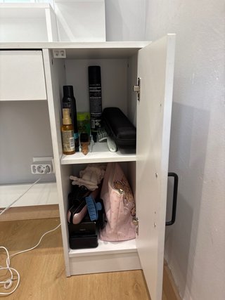 Tocador blanco con espejo y cajón