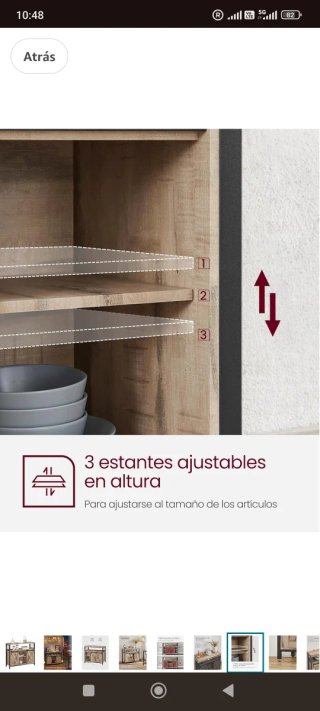 VASAGLE Aparador Cocina Marrón y Negro (NP 109€)