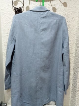 Chaqueta Lino Oversize Azul