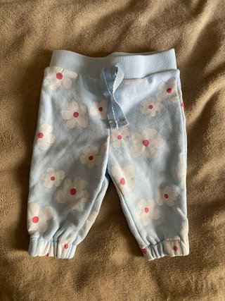 Pantalones bebe flores celestes