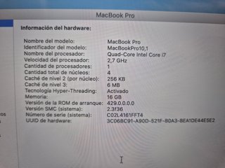 Ordenador MacBook Pro 15 Retina (Batería Nueva)