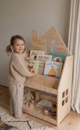 2 en 1 Montessori Librería Frontal y Estanteria